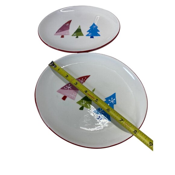 Set Of 4 Christmas Tree Appetizer 8 in Plates Vintage Sears NWB - Picture 4 of 5